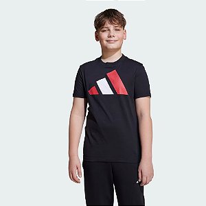 Camiseta Infantil Adidas Preto Logo Colorida Básica - Importada