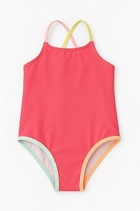 Maiô Wonder Nation Rosa Alças Coloridas - Praia - Proteção Solar