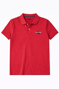 Camiseta Infantil Menino Calvin Klein Gola Polo Bordô