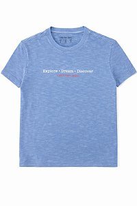 Camiseta Infantil Menino Calvin Klein Azul Manga Curta Explore