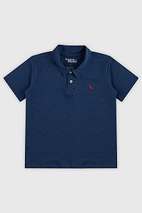Camiseta Infantil Menino Reserva Gola Polo Azul Marinho Bordado Vermelho