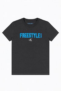 Camiseta Infantil Menino Calvin Klein Manga Curta Preta Freestyle