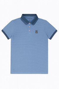 Camiseta Infantil Menino Calvin Klein Gola Polo Azul Listras