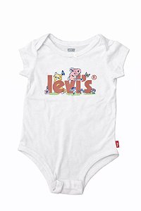 Body Infantil Menina Levis Branco Estampa Coelho