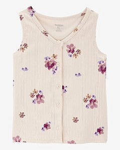 Regata Infantil Menina Oshkosh Botões Bege Com Flores