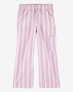 Calça Wide Leg Infantil Menina Oshkosh Lilás Listras