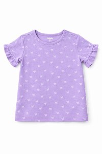 Camiseta Infantil Menina Pekkle Lilás Borboletas