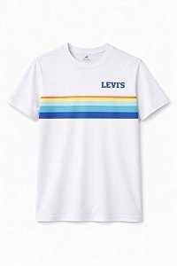 Camiseta Infantil Menino Levis Branca Listra Colorida Frontal