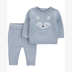 Conjunto Infantil Menino Carters 2 Peças Lã Cinza Raposa