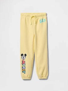 Calça Infantil GAP Moletom Amarela Mickey Forrada Fleece