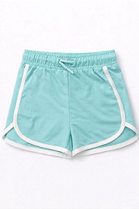 Shorts Infantil Menina Verde Detalhe Branco