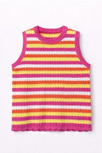 Regata Infantil Menina Jessica Simpson Crochê Listras Coloridas