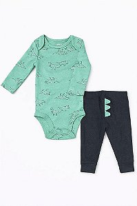 CONJUNTO INFANTIL MENINO CARTERS 2 PEÇAS BODY VERDE DINO