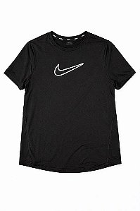 CAMISETA INFANTIL NIKE PRETA LOGO BRANCA DRY FIT
