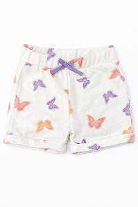 SHORTS INFANTIL MENINA PEKKLE BEGE BORBOLETAS