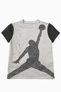 CAMISETA INFANTIL MENINO AIR JORDAN CINZA LOGO