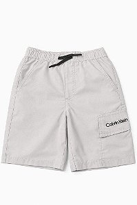 BERMUDA INFANTIL MENINO CALVIN KLEIN CINZA BOLSO LATERAL NYLON