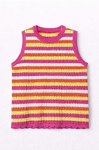 REGATA INFANTIL MENINA JESSICA SIMPSON CROCHÊ LISTRAS COLORIDAS