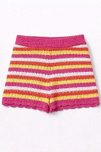 SHORTS INFANTIL MENINA JESSICA SIMPSON CROCHÊ LISTRAS COLORIDAS