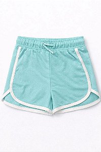 SHORTS INFANTIL MENINA VERDE DETALHE BRANCO