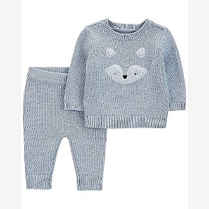 Conjunto Infantil Menino Carters 2 Peças Lã Cinza Raposa