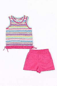 CONJUNTO MENINA JÉSSICA SIMPSON REGATA CROCHÊ COM SHORTS