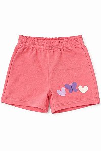 SHORTS INFANTIL MENINA PEKKLE ROSÊ BORBOLETA CORAÇÃO