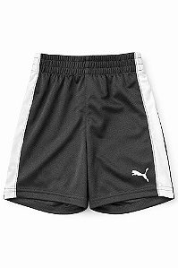 BERMUDA INFANTIL MENINO PUMA PRETA DRY FIT LATERAL BRANCA