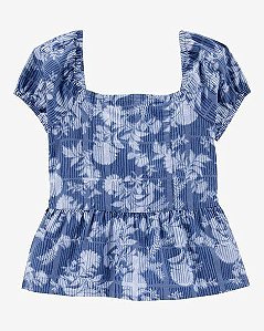 BATA INFANTIL MENINA OSHKOSH AZUL FLORAL