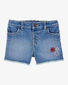 SHORTS INFANTIL MENINA OSHKOSH JEANS BORDADO FLOR