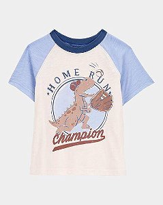 CAMISETA INFANTIL MENINO CARTERS BEGE COM AZUL DINO