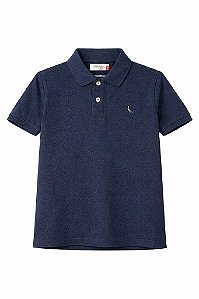 CAMISETA INFANTIL MENINO RESERVA GOLA POLO AZUL MARINHO LOGO BORDADA