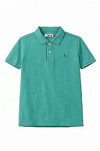CAMISETA INFANTIL MENINO RESERVA GOLA POLO VERDE BORDADO AZUL
