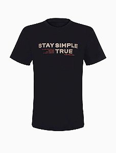 CAMISETA INFANTIL MENINO CALVIN KLEIN MANGA CURTA PRETA STAY SIMPLE TRUE