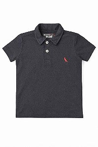 CAMISETA INFANTIL MENINO RESERVA GOLA POLO PRETO BORDADO VERMELHO