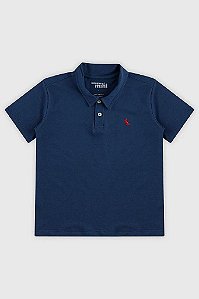 CAMISETA INFANTIL MENINO RESERVA GOLA POLO AZUL MARINHO BORDADO VERMELHO