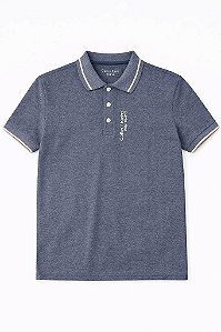 CAMISETA INFANTIL MENINO CALVIN KLEIN GOLA POLO AZUL DETALHE BEGE