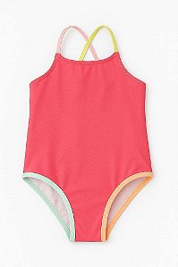 MAIÔ WONDER NATION ROSA ALÇAS COLORIDAS - PRAIA - PROTEÇÃO SOLAR