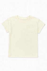 CAMISETA BÁSICA INFANTIL MENINA CARTERS OFF WHITE COM BOLSO