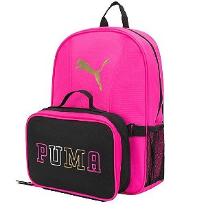 MOCHILA COM LANCHEIRA ROSA E PRETO PUMA