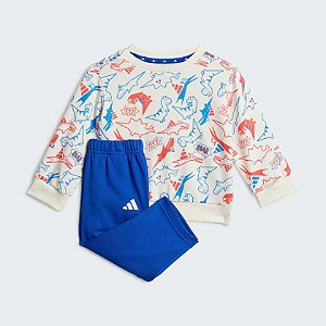 CONJUNTO INFANTIL MENINO ADIDAS MOLETINHO BRANCO DINOS