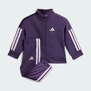 CONJUNTO INFANTIL MENINA ADIDAS JAQUETA E CALÇA ROXO LOGO LILÁS