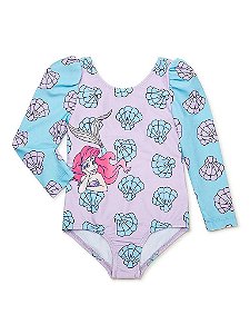 MAIÔ INFANTIL MENINA DISNEY - PEQUENA SEREIA - PROTEÇÃO SOLAR