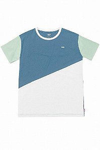 CAMISETA INFANTIL MENINO LEVIS AZUL COM BRANCO MANGA VERDE
