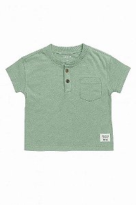 CAMISETA INFANTIL MENINO OSHKOSH VERDE BOLSO COM BOTÕES