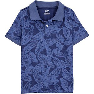 CAMISETA INFANTIL MENINO CARTERS GOLA POLO AZUL FOLHAS