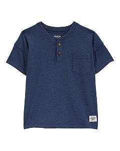 CAMISETA INFANTIL MENINO OSHKOSH MANGA CURTA AZUL MARINHO BOLSO