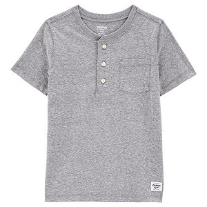 CAMISETA INFANTIL MENINO OSHKOSH MANGA CURTA CINZA BOLSO