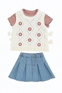 CONJUNTO MENINA CYNTHIA ROWLEY COLETE TRICOT SAIA JEANS