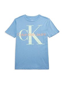 CAMISETA INFANTIL MENINO CALVIN KLEIN MANGA CURTA AZUL